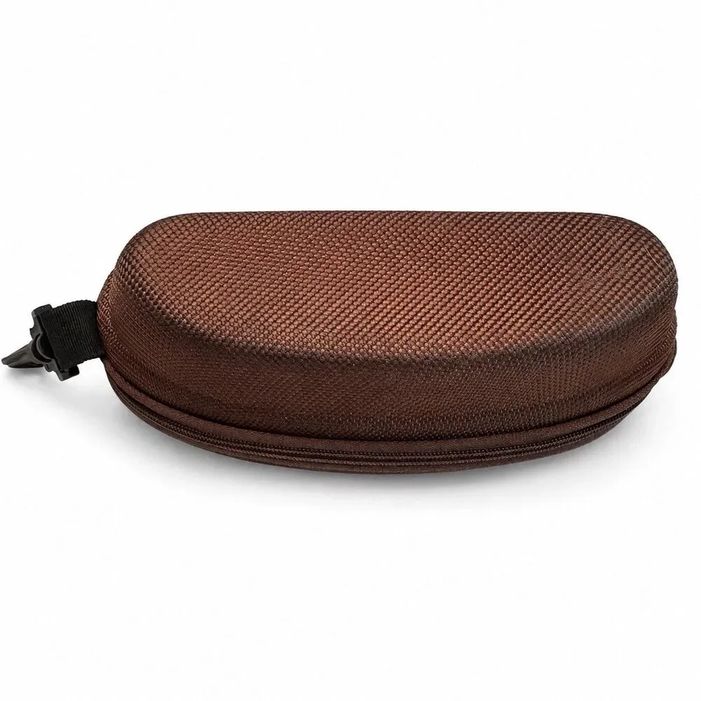 Brown Maui Jim Zip Around Hard Clamshell Sunglasses Case w/ Carabiner Clip